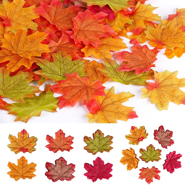 Free Shipping 100PCS Lot New Artificial Maple Leaves Simulation Decorative Maple Leaves Fake Fall Leaves For Home Wedding Party Events Decor