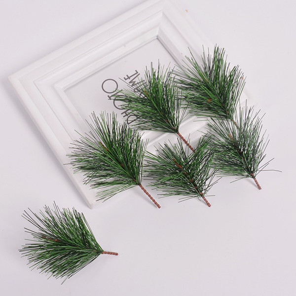 Wholesale 100pcs Artificial Pine Needles Garlands Branches DIY Gift Scrapbooking Home Wedding New Year Christmas Decor Accessorries