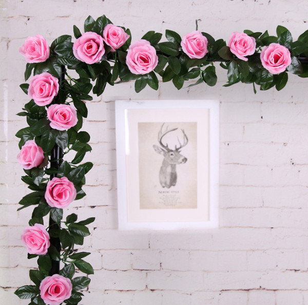 2.1M High Quality Artificial Rose Garland Silk Flower Vines Ivy Home Wedding Garden Decoration