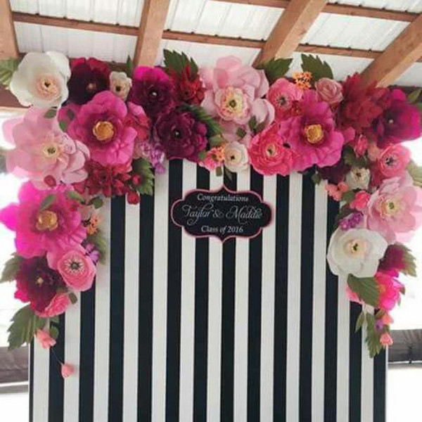 2018 Customized 74PCS Giant CardStock & Crepe Paper Flowers + 32pcs Leaves For Wedding & Event Backdrop Decor Windows Display