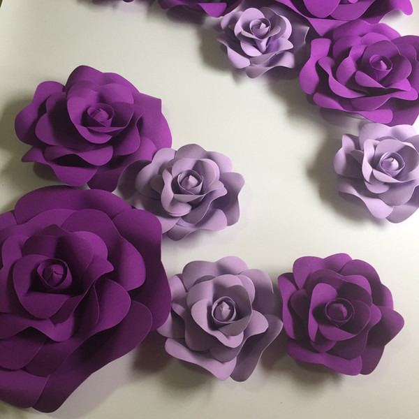 11pcs Giant Foam Paper Flowers Mix Lilac Purple For Showcase Wedding Backdrop Background Activities Decoration Stage Props