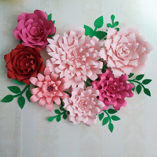 2018 Large Giant Paper Flowers Half Made Paper Flower Full Kits Giant Rose Flower For Baby Nursery Wedding Backdrop Mix 4 Colors