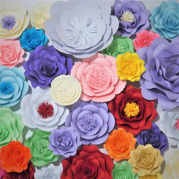 2018 Set of 33 Giant Paper Flowers For Wedding & Event Party Backdrops Decorations Shopping Mall Deco Mix Sizes & Styles 1.2M2