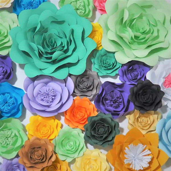 2018 Set of 44 Giant Paper Flowers For Wedding Backdrop Party & Event Decorations Shopping Mall Deco Mix Styles & Sizes 1.32M2