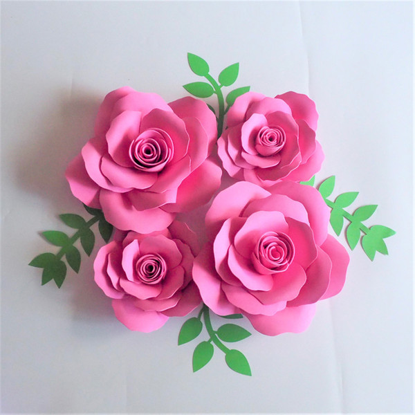 2018 Giant Foam Paper Flowers Backdrop 4PCS + Leaves 4PCS For Wedding & Event Outdoor Decor Baby Nursery Handmade Artificial