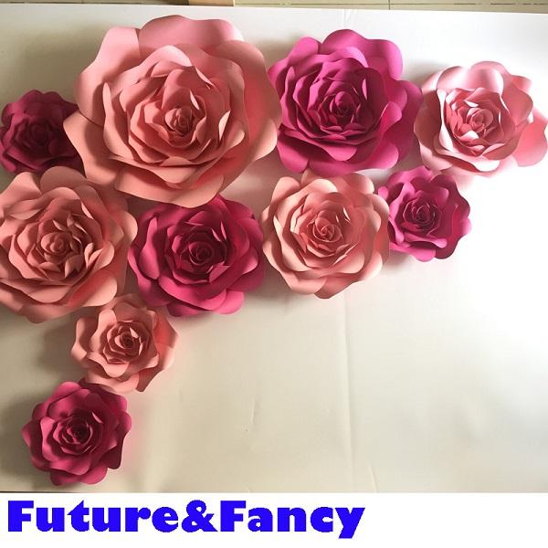 10pcs set Large Simulation Cardboard Paper Rose Flowers Showcase Wedding Backdrop Background Activities Decoration Stage Props