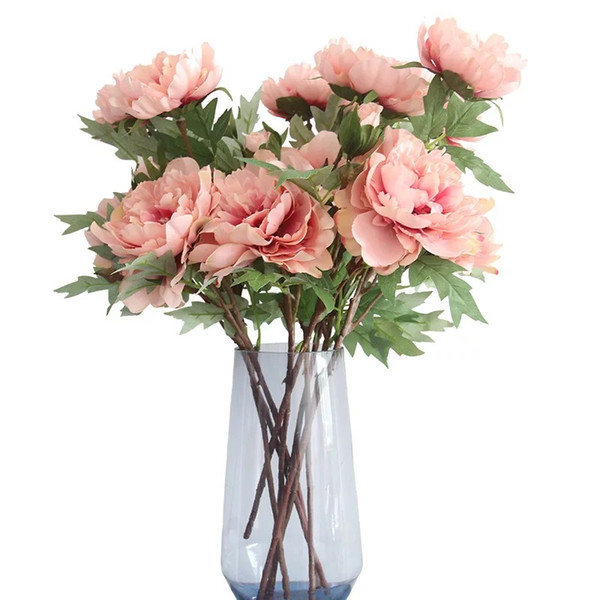 Artificial flower single peony for home decoration accessories cheap silk flowers artificial hawaiian wedding arch decorations