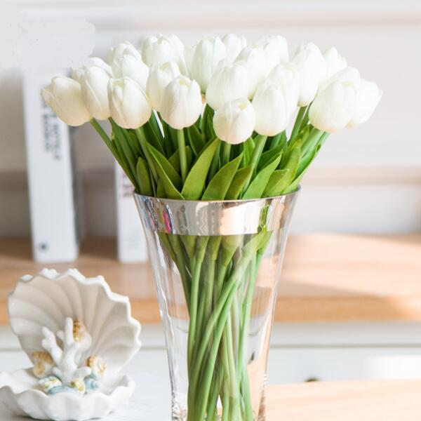 20pcs/lot Tulip Artificial Flower Real Touch PU Artificial Bouquet Flowers For Home Decoration Wedding Decorative Flowers