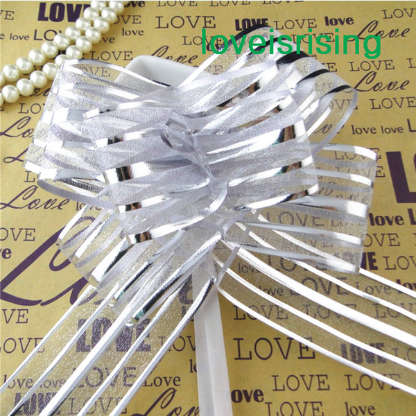 13 Colors U Pick-- 50pcs/lot 5cm Large Size Organza Pull Bow Wedding Car Decoration Christmas Favor Ribbons Bows Decor