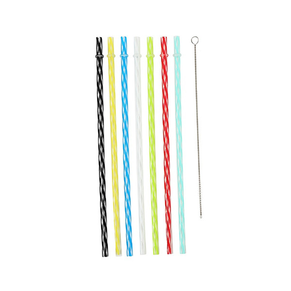 One Off Transparent Colorful Plastic Drinking Straws Hardened Eco Friendly Home Bar Resturant Whorl Creative Drinking Straw 7 5ysD1