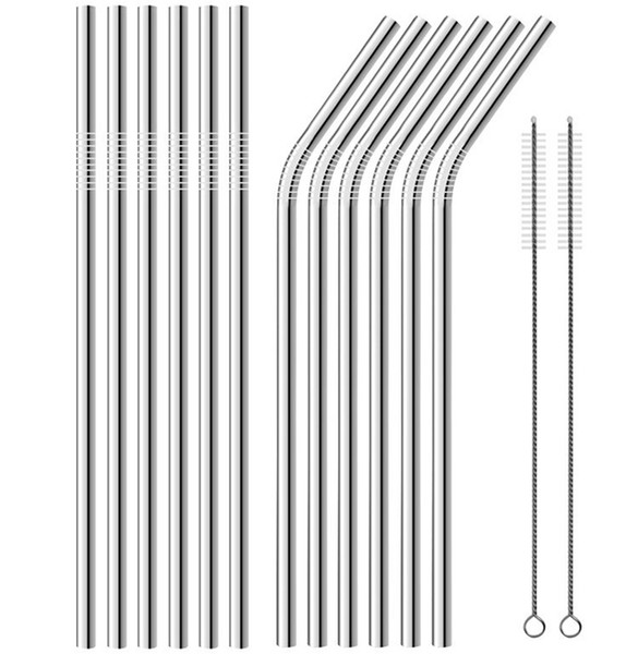 Cheapest Stainless Steel Straws Bent and Straight Reusable Drinking Straws 215mm 265mm Straw Brush For Car Cups Coffee Tumbler Water Bottles