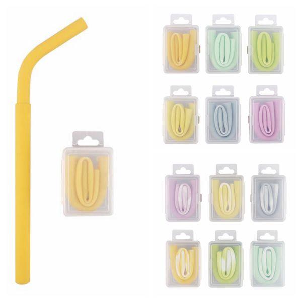 foldable Straws Silicone Drinking Collapsible Straws With Box Silicone Drinking Reusable travel Outdoor drink straw LJJK1521