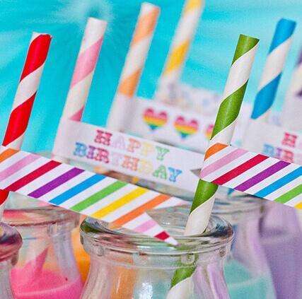 Multi color for choice Paper Drinking Straws Birthday Wedding Party Event Hawaiian Holidays Luau Sticks KTV Drinking Straws