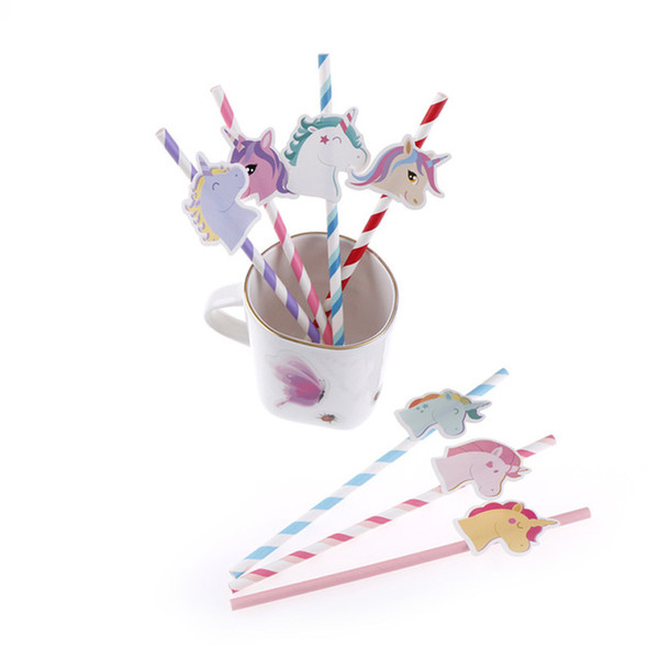 10pcs/bag Unicorn Drinking Straws Party Supplies Cartoon Unicorn Straws Birthday Decoration Baby Shower Theme Festival For Kids