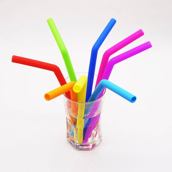 Reusable Silicone Straws Food Grade Silicone Straws Drinking With Cleaning Drinkware Brush Party Straws BPA Free Multi use