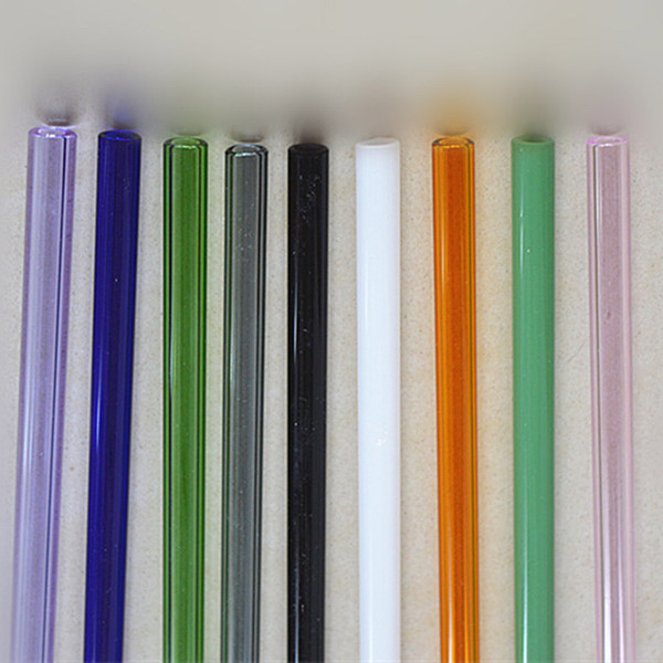 12 Color Glass Straws Reusable Straw clear colored straight straw Heat-resisting rinking Straws Milk Drinking Straws B