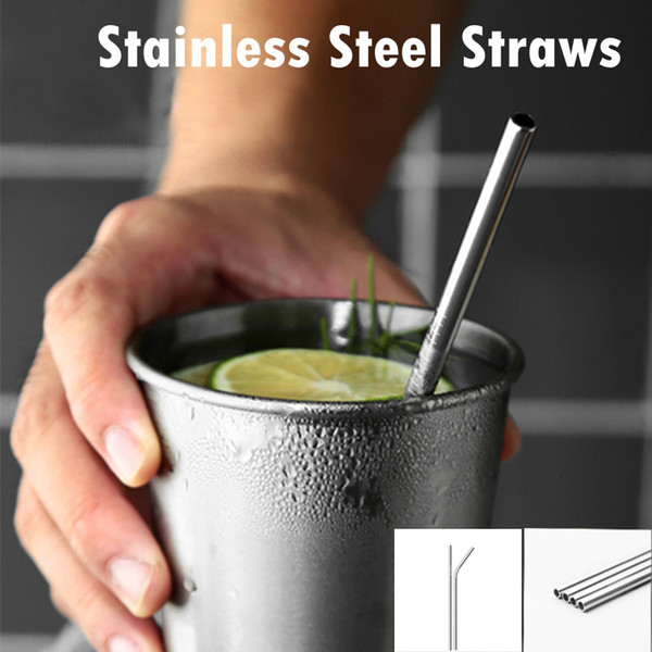 Stainless Steel Straws Straight Bend Reusable Metal Straw 30oz 20oz 10.5 9.5 8.5 inch Bar Kitchen Drinking Straw Tools