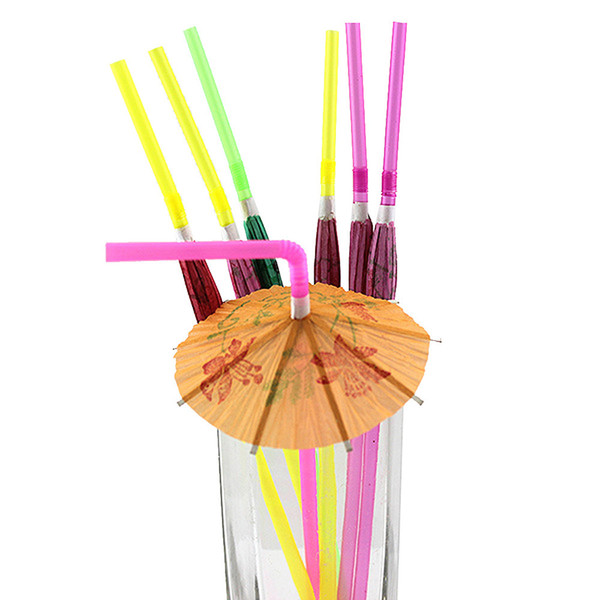 10000pcs/lot New Arrive Mixed Hawaiian Hula Beach Party Cocktail Umbrella Parasol Drinking Straws Drinkware W0717