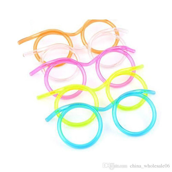 Hot! Funny Soft Plastic Straw Glasses Unique Flexible Drinking Tube Kids Party Bar Accessories