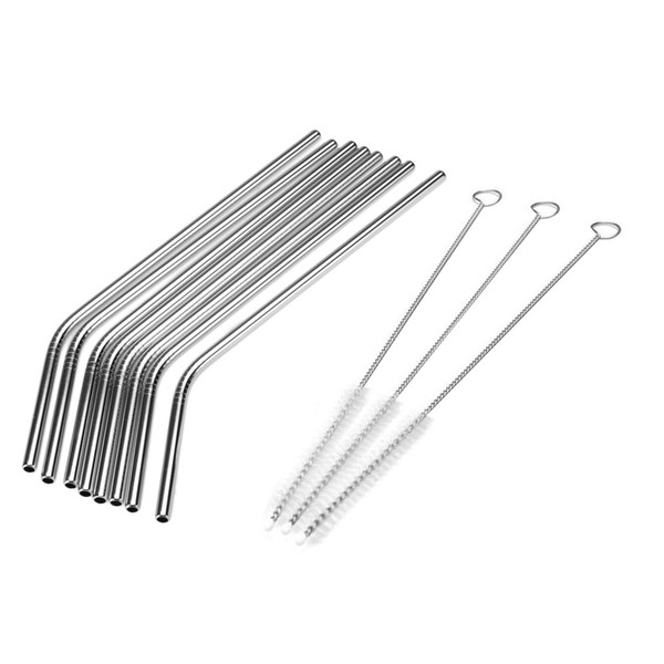 Wholesale Stainless Steel Metal Drinking Straw Straws with Cleaner Brush Kit Barware Tools for Beverage Beer Wine DH009