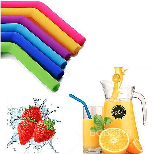 Silicone Drinking Straws 10 Pcs Straws with 2 Cleaning Brushes Straight or Bent 6 Colors Straw for 600 ml to 900 ml Mug