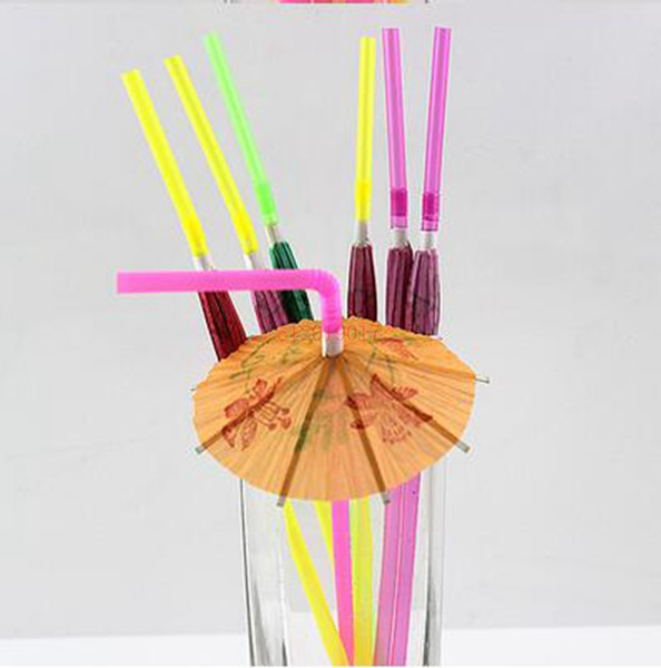 hot Paper Umbrella Cocktail Drinking Straws Picks Cocktail Sticks Wedding Event Holiday Party Supplies Bar Decorations Wholesale