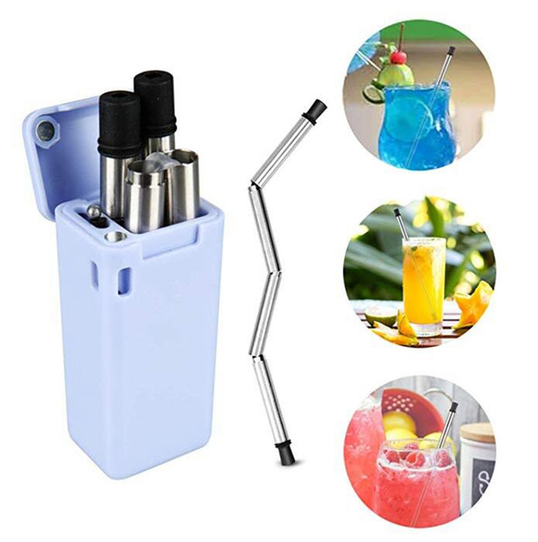 Hot Final Straws Collapsible Stainless Steel Drinking Straws Reusable Foldable Metal Straws for Water Juice Coffee