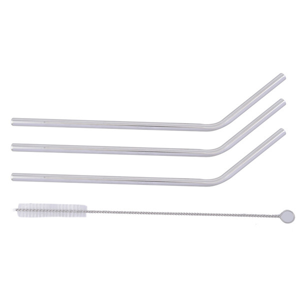 Set of 4 pcs Stainless Steel Drinking Straws Reusable Straws with 1Cleaning Brush Set For Tumbler Cups Bar Access