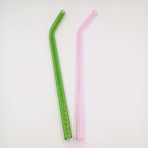 Reusable Straw Glass Pipes Glass Straws colored bent straw Drinking Straws Glass Drinking Straws 8 Color