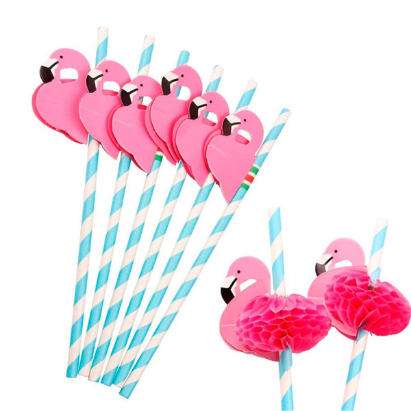 Disposable Straws Flamingo Pipette Paper Drinking Straw Striped Paper Drinking Straws Made By ECO Friendly Biodegradable Paper Lovely Sucker