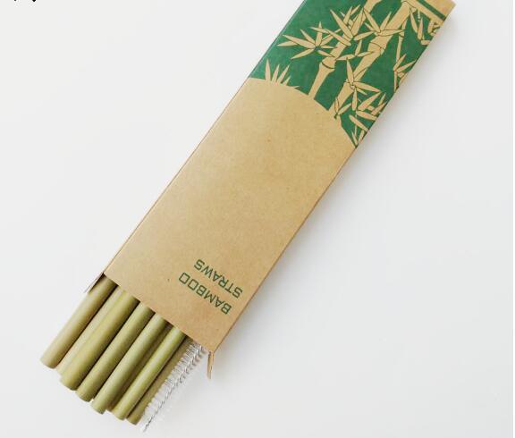 100% Natural bamboo straw 19.5cm reusable drinking straw eco-friendly beverages straws cleaner brush bar drinking tools party supplies