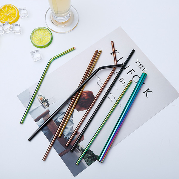 Colored Stainless Steel Straws Reusable Cocktail Straws Bent Straight Metal Straws For Smoothies Mason Jars Coffee Birthday Party Decoration