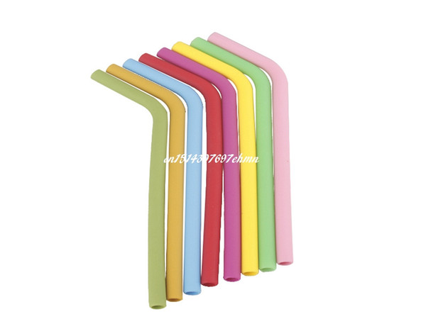 2000pcs/lot 230*10mm Silicone Drinking Straw Bend Reusable Straws For Home Party Bar Supply