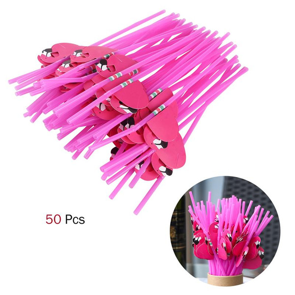 100pcs Paper Drinking Straws Flamingo On Paper Straws Wedding Birthday Party Hawaiian Style Tropical Drinks Party Favor