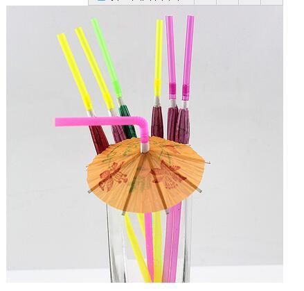 Plastic Straw Cocktail Parasols Umbrellas Drinks Picks Wedding Event Party Supplies Holidays Luau Sticks KTV Bar Cocktail Decorations WA0535