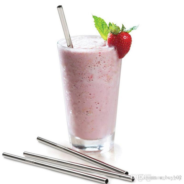 200X Eco-Friendly Straight Metal Drinking Straw Stainless Steel Reusable Straws For Beer milk tea Fruit Juice Drink