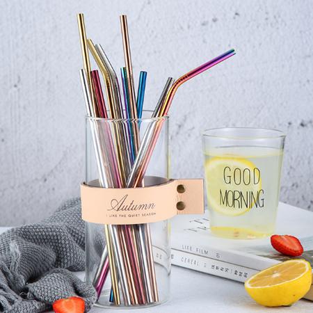 wholesale the small or big size straight and bend stainless steel straw and cleaning brush reusable drinking straw bar drinking tool