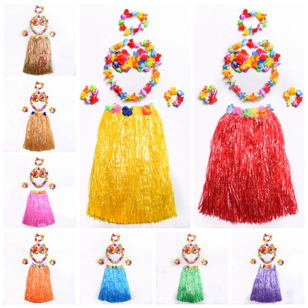 Women Adult Tropical Hawaiian Luau Grass Hula Skirt Danceing Skirts Dress for Holiday Party Supplies 60cm