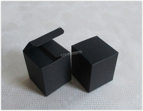 Free Shipping Cardboard Folded Favors Box Gift Boxes Candy Package - 6.5x6.5x7.5cm black 100pcs/lot LWB0477