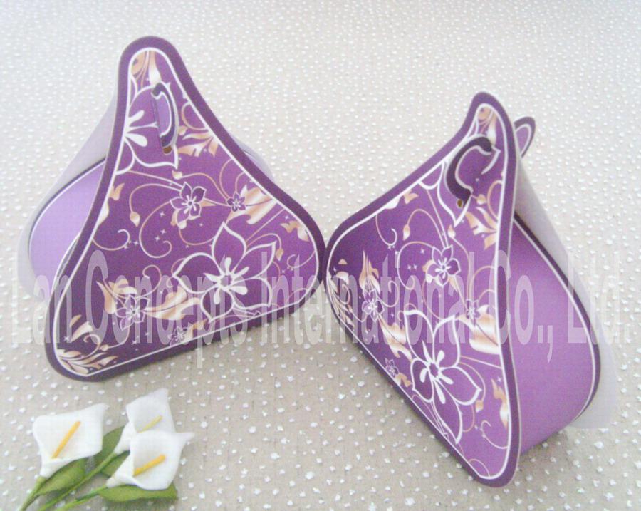 DIY Folding Cardboard Wedding Favors Box Candy Boxes - 9 x 3.5 x 9.8cm 120pcs/lot LWB0095 purple