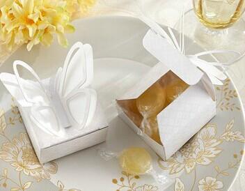 DIY Folding Cardboard Wedding Candy Box Party Favor Packaging - butterfly top 120pcs/lot LWB0352 free shipping