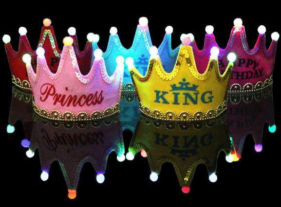 Party Decoration LED Light Cap Imperial Crown Hat Children Happy Birthday Party Supplies Activity Festival Decor Headband Props b825