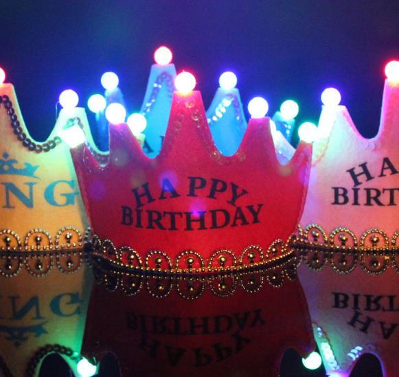 new LED Light Cap Imperial Crown Hat Children Happy Birthday Party Supplies Activity Festival Decor Headband Props Colourful b825