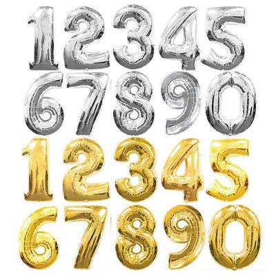 32inch 0-9numerals Balloon Birthday Party Wedding Decorations Transparent Helium Aluminum Balloons gold silver rose gold color2018 wholesale