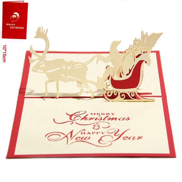 Nice Christmas Cards 3D Hollow Christmas deer car Handmade Custom custom made Creative Greeting Cards Christmas Gifts Souvenirs Postcards