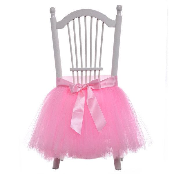 Wedding Chair Cover Wedding Party Birthday Chair gauze chair skirt Decoration three Colors pink red Bow accessories 2018 new arived in stock