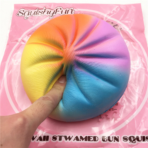 Big buns rainbow color slow rebound squishy simulation PU bread decoration toys squishyfun wholesale decompression gift toys