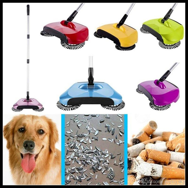 Super Cordless Swivel Brush Smart Floor Cleaner Rotating Hand-Push Dual Sweeper Manual Dust Cleaner 3 in1 Dustpan Broom Mop CCA6348 50pcs