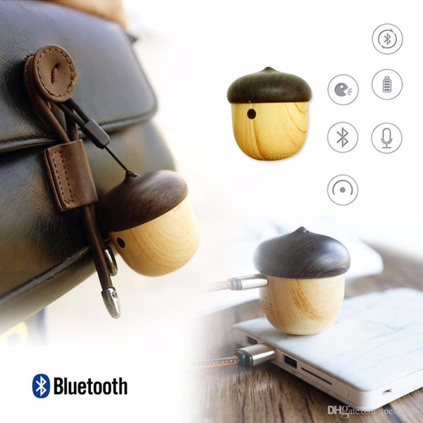 Mini Portable Nut Bluetooth Speaker Acorn Shape Cute Wooden Nuts Shape Unique Design Outdoor Loudspeaker For Phone Backpack Travel