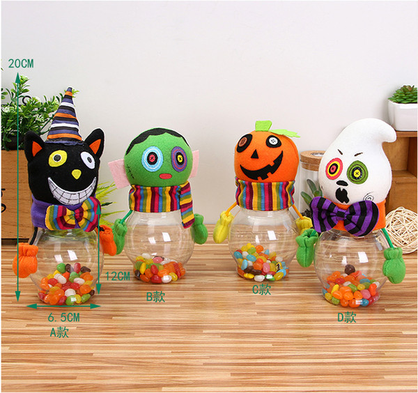 Halloween Decorative Supplies Cartoon Children Candy Tanks Transparent Plastic Black Cat Pumpkin Candy Tanks Halloween Decoration